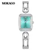 Reloj Pulsera Pequeño de Broche Transfronterizo Oufani, Forma Cuadrada, Lujo Ligero, Estilo Ins, Reloj de Cuarzo Incrustado con Diamantes, Patrón de Rayos de Sol, Reloj para Mujer Impermeable