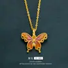 Colar anel de renda borboleta sonho bonito esmaltado cor dourada feminino estilo corte oco azul joia versátil