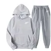 Conjunto Deportivo Unisex con Estampado de Letras Moda Casual Invierno Patchwork Sudadera con Capucha y Pantalones Set con Forro Polar