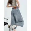 Pantalones vaqueros cropped de pierna ancha de cintura alta estilo retro americano para mujer, nuevo estilo verano 2026, holgados y estilizan, pantalones rectos lavados