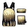 Amazon Transfronterizo Nuevo Mochila con Patrón de Danza de Sombras Mochila Reductora de Carga Set Bolso de Hombro Estuche para Lápices
