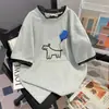 Camiseta de Manga Curta Falsa de Duas Peças Camisa Base, Novo Estilo de Verão, Popular Este Ano, Top Solto com Recorte de Renda que Cobre a Barriga