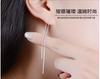 Prata 925 Ear Line Feminina Simples Corrente de Orelha Super Longa Estilo Japonês e Coreano Brincos Elegantes Brincos Franja Brincos de Prata Sterling
