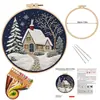 Nuevo producto transfronterizo: Kit de tela para manualidades de bordado DIY Cabaña Nocturna de Nieve, costura creativa, versión en inglés, artículo popular