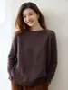 Nova Chegada de Outono Estilo Preguiçoso Estilo Coreano Pulôver de Cashmere Feminino Gola Redonda Manga Longa Suéter de Tricô Solto Versátil Camada Base