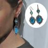 Pendientes colgantes bohemios vintage Oval Azul Cielo con grietas piedra ovalada grande transfronterizos AliExpress Wish
