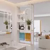 Tela Meia-Parede de Banheiro Estilo Cream de Luxo Leve com Divisória de Vidro Ondulado para Áreas Úmidas e Secas, Prateleira para Lavatório