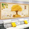Pintura decorativa para parede de fundo de sofá de sala de estar, adesivo de parede autoadesivo, pintura de paisagem, papel de parede mural 3D para harmonia e prosperidade no lar