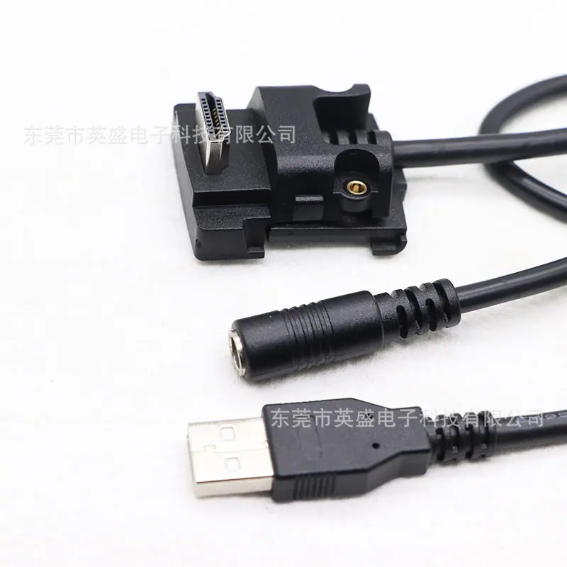 USBAM 转接HDMI19P公弯头+DC5.5*