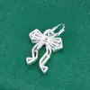 Colgante de lazo de plata pura S925 collar estilo ins charm hecho a mano DIY pulsera de cristal accesorio de decoración de cuerda trenzada plata