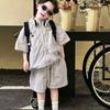 Traje color caramelo versión coreana ~ traje de protección solar de verano para niños 2025 nuevo para bebé niño dos piezas de trabajo
