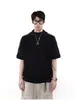 Camiseta Polo Tricotada de Manga Curta com Listras Pretas e Brancas e Textura Vazada Verão Casal Estilo Retrô Top Curto Masculino e Feminino Tendência