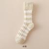 Calcetines de terciopelo coral para mujer, con rayas de barril medio, forro polar, gruesos, para dormir, cálidos, con botas de nieve