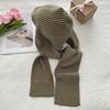 Chal con Capucha Patchwork Rayado Suave y Amigable con la Piel con Cuello Azul Marino, Suéter de Punto con Capucha para Atar, Chal Bufanda Estilo Universitario para Mujer