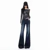 2026 Pantalones de Herradura Azul Grisáceo Antiadherentes Elásticos Microcampana Jeans para Mujer Otoño Adelgazantes Azul Grisáceo Nueve Puntos Azul