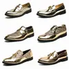 Sapatos de Couro Masculinos para o Verão, Respiráveis, Estilo Coreano, Modernos, Estilo Britânico, Versáteis, Sapatos Masculinos Cor Dourada, Estilo Influenciador de Boate, Sapatos Modernos de Tamanho Grande