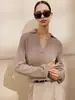 Suéter de importación estilo europeo y americano 2026 otoño e invierno nuevo estilo para mujer, elegante, casual, versátil, tejido, cuello polo, manga larga, suéter de punto