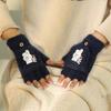 Luvas Femininas Direto da Fábrica em Estoque para Outono e Inverno, Pelúcia, Confortáveis, Amigáveis à Pele, Sem Dedos, Quentes, Adequadas para Estudantes, Escrita, Cobertura Flip de Meio Dedo