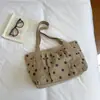 Bolsa de ombro tote de veludo cotelê plissado com poá retrô transfronteiriça, estilo casual, grande capacidade, bolsa de mão, bolsa para o dia a dia para mulheres