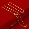 Cadena de Ola de Agua Chapada en Oro Vietnamita, Cadena Lisa, Collar para Mujer, Cadena Hueso de Serpiente, Cadena de Caja Chapada en Oro de Latón, Cadena Chopard, Apilable