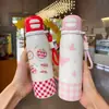 Taza aislada de acero inoxidable 316, taza linda de doble propósito, boquilla de silicona, botella de agua moderna para niños, vaso con popote para estudiantes