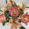 Fornecimento direto da fábrica rosa simulação Lírio 9 rosas buquê de flores artificiais adereços de palco de casamento decoração flores artificiais simulação