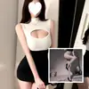 Uniforme de Secretária Sedutor e Sexy Estilo Puro Desejo Sem Tirar Ajustado ao Corpo, Camisola Tentação para Seios Pequenos, Saia Bodycon com Recortes, Conjunto Paixão
