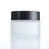 Botella de crema de vidrio al por mayor, botella de crema esmerilada, botella de crema para ojos esmerilada, 100 g, tapa de grano de madera, botellas cosméticas