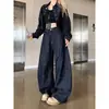 Jeans Scimitar Transfronterizos Nuevos de Primavera y Otoño Pantalones Rectos Sueltos de Pierna Ancha Estilo Retro Americano Pantalones Perezosos Relajados
