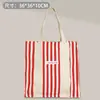 Bolsa de Lona Laminada con Borlas de Tela Rayada Bolsa Tote de Lona Hecha a Medida Bolsa de Lona de Gran Capacidad Bolsa Tote Personalización