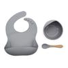 Cuenco de caracol para bebé, tenedor, cuchara, aprender a comer, babero, suplemento alimenticio, vajilla infantil, apto para alimentos, silicona antideslizante, tazón con ventosa