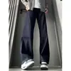 Jeans Rectos de Mezclilla Azul Crudo con Orillo Hombres 2026 Nuevos Pantalones High Street Retro Americano Tiro Alto Suelto Ligeramente Acampanados