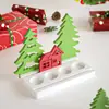 Parche de Ropa Enchufe Navideño Adornos Decorativos Resina Epoxi Casa de Árbol de Navidad Portavelas de Cuatro Compartimentos Molde de Silicona