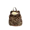 2026 Nova Mochila Infantil de Gato Kt de Pelúcia com Estampa de Leopardo para Meninas Mochila Escolar Desenho Animado Quente de Inverno com Cordão