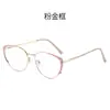 Nuevas Gafas de Ojo de Gato Transfronterizas, Montura de Gafas Retro de Moda con Filtro de Luz Azul, Gafas Metálicas Transparentes de Moda para Influencers de Maquillaje, Gafas para Mujer sin Graduación
