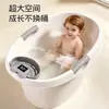 Banheira de bebê com sensor de temperatura, com apoios de braço, antiderrapante, pode ser usada sentada, bacia para banho de bebê, doméstica, tamanho grande, versão espessa, balde de banho para crianças