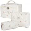 Bolsa de Cosméticos Acolchada Grande para Viaje de Mujer Bolsa de Cosméticos de Algodón Estética Flor de Flores Bolsa de Almacenamiento de Artículos de Tocador de Viaje Bolsa