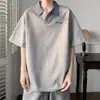 Camisa Polo de Manga Corta con Solapa Empalmada de Uso Rudo Americana para Hombre, Tops Juveniles Holgados de Moda para Verano