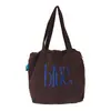 Bolsa Tote com Cordão Estilo Coreano Cor Sólida Estampa de Letras Transfronteiriça Bolsa Pequena de Lona Fresca Feminina Grande Capacidade para o Dia a Dia Bolsa de Ombro Único