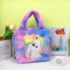 Nuevo bolso de mano con dibujos animados bordados, bolso de hombro de felpa, lindo bolso de mensajero para niñas con unicornio