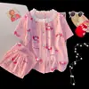 Pijama Nuevo de Verano 2026 para Niñas, Bonito de Manga Corta y Shorts, Pijama de Algodón Nube, Conjunto de Verano para Niños Mayores