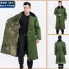 Abrigo de Algodón Militar para Hombre Invierno Engrosado Abrigo de Algodón Largo Resistente al Frío Desmontable Abrigo de Seguridad Protección Laboral Abrigo Verde Militar Amarillo