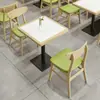 Conjunto de Mesa e Cadeiras para Refeições Rápidas em Laje de Rocha e Madeira Maciça para Lanchonetes, Restaurantes, Padarias, Lojas de Chá com Leite e Restaurantes de Hot Pot Picante; Combinação de Mesa e Cadeiras para Restaurante com Booth