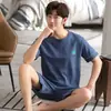Pijama para Hombre Verano Algodón Puro Manga Corta Shorts Ropa de Casa Verano Delgado Casual Exterior Traje Talla Grande Venta al por Mayor