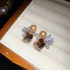 Brincos Quadrados Gota d'Água com Zircônia Pérola Agulha de Prata Estilo Hong Kong Retro Ins Brincos Versáteis Brincos de Luxo Leve de Alta Qualidade para Mulheres
