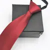 Gravata Masculina Formal de Zíper, Gravata Preta Estilo Coreano com Listras Azuis para Noivo
