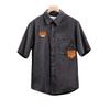 Camisa de mezclilla de manga corta de color sólido de verano para hombre, camisa retro holgada lavada versátil, talla grande, top de media manga