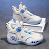 Tênis de Basquete Novo Couro Fivela Rotativa Sapatos Infantis Tênis de Basquete Juvenil tênis Esportivos Práticos para Pais e Filhos