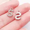26 Letras Capitales Incrustadas con Diamantes en Inglés, Accesorios de Joyería de Aleación de Zinc K Blanco, Colgantes para Bricolaje, Pendientes, Pulseras, Colgantes