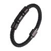 Pulsera de Cuerda de Cuero Accesorios de Cilindro de Acero Inoxidable Pulsera de Cuero Tejido Pulsera de Cuero Genuino Cadena de Cuero Vacuno para Hombre